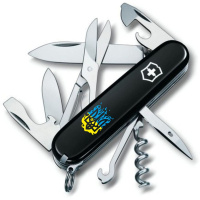 Нож Victorinox Climber Ukraine Black «Вогняний Тризуб» (1.3703.3_T0316u)