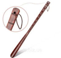 Лопатка для обуви из натурального дерева 55 см, длинная ручка, коричневая