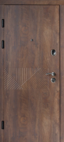 Двері вхідні квартира РУБІЖ Геометрія Зріз дерева коньячний
