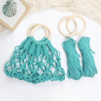 Набор макраме для ручного вязания ажурной плетёной сумки 29х26 см для рукоделия и творчества цвет бирюзовый
