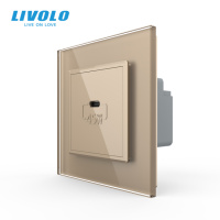 Розетка USB Type-C з Power Delivery 45W Livolo золото (VL-C7-FCUC-2AP)