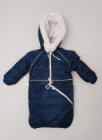 Зимний костюм из 3-х единиц (куртка, полукомбинезон, конверт) для детей от рождения до 1.5 лет (86 см) Камуфляж синий