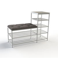 Банкетка для обуви Барселона-1 100см велюр серый/дуб платиновый 7-2-9003