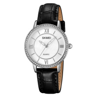 Жіночий годинник Skmei 2253SIBK Silver-Black у класичному стилі, сріблястий корпус та шкіряний ремінець