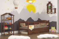 Кровать детская Mebigrand Карина Орех темный 70х190 см с бортиками и ящиками (DMBG-2519)