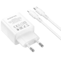 Зарядний пристрій Borofone BA77A PD30W+QC3.0 + Type-C + Lightning, White - купити в SmartEra.ua