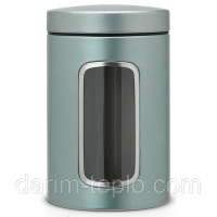 Контейнер для сыпучих продуктов с окном 1,4л Metallic Mint Brabantia 484360