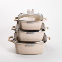 Набір каструль MGC алюмінієвих 3/4,7/7,3 л з керамічне покриттям, бежевий