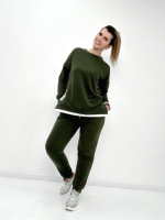 Трикотажний костюм-двійка «Spring» оптом | Батал | Розпродаж моделі Хакі, 54-56