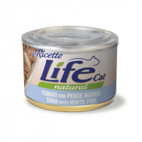 Консерва для кошек класса холистик LifeCat tuna with white fish 150g, ЛайфКет 150гр Тунец с белой рыбой