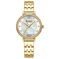 Жіночий наручний годинник Curren 9087 Gold-White з перламутровим циферблатом та золотистим браслетом