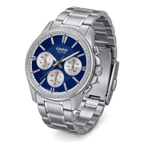 Чоловічий годинник Casio MTP-1375D-2A1 з синім циферблатом та металевим браслетом