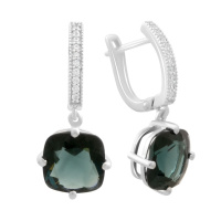 Серебряные серьги CatalogSilver с топазом Лондон Блю 7.183ct, фианитами (2178255)