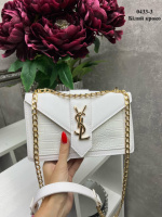 Білий - фурн золото - молодіжний, вишуканий, каркасний, стильний клатч на ланцюжку під клапаном (0433-3)