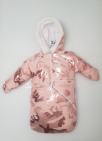 Зимний костюм из 3-х единиц (куртка, полукомбинезон, конверт) для детей от рождения до 1.5 лет (86 см) Персиковый блеск