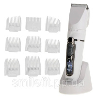 Машинка для стрижки волосся Camry CR 2841 White акумуляторна з LCD дисплеєм титан та кераміка 9 насадок