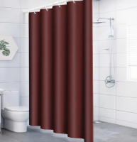 Шторка для ванной и душа с кольцами 180x180 см водостойкая, шторка для ванной комнаты с крючками,PEVA, однотонный бордовый