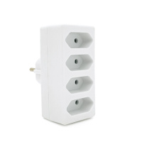 Розетка 4-х местная без заземления SQ-ZDB01/4, 4x2.5A(10A) 250V~Max, 2300W, White, 2Р, Q100