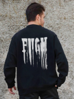 Утеплений оверсайз світшот на флісі з принтом Without Fight Black