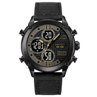 Чоловічий наручний годинник Awarder 017LBKBK Black Leather з чорним шкіряним ремінцем