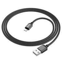 Кабель BOROFONE BX87 USB to iP 2.4A,1m, nylon, aluminum connectors, Black (6974443389005)