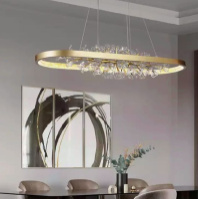 Люстра светодиодная подвесная LED светильник для квартиры на потолок лэд 26642 Золото 30-200х35х90 см.