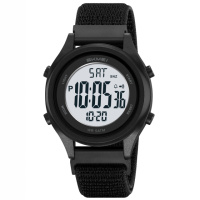 Чоловічий спортивний годинник Skmei 2669NBKWT Black-White-Nylon з нейлоновим ремінцем та підсвічуванням