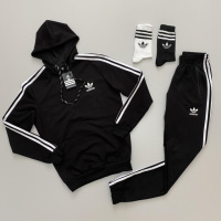 Женский спортивный костюм весна-осень худі штани чорний Adidas