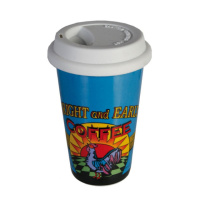 Порцелянова чашка з силіконовою кришкою «Right and early» 16х10 см