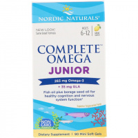 Рыбий Жир для Подростков, Вкус Лимона, Complete Omega Junior, Nordic Naturals, 283 мг, 90 Капсул