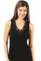 Майка жіноча з мереживом спереду — Чорна р.S, M, L, XL, 2XL