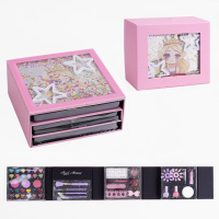 Великий набір дитячої косметики в розкладному органайзері рожевий.