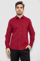 Сорочка чоловіча однотонна з принтом, колір бордовий, 186R6917-8