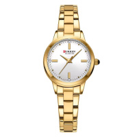 Жіночий годинник Curren 9094 Gold-White з золотистим браслетом та мінеральним склом