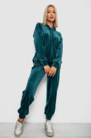 Спортивный костюм женский велюровый, цвет зеленый, 241R1530-5