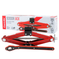 Домкрат ромбовий CarLife 1,5т 104-385мм з трещіткою і гумовою подушкою SJ226