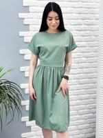 Жіноче плаття міді з короткими рукавами «Валенсія» оптом та по дропшипінгу | Норма | Розпродаж моделі 42, Оливковий