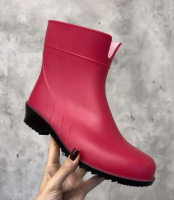 Напівчоботи ПВХ ЛЮКС Рожеві на чорній підошві жіночі