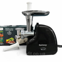 М'ясорубка електрична Rainberg RB-2319 із системою реверсу насадка куббе 3000Вт Black