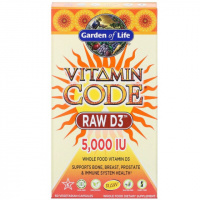 Сырой Витамин D3, RAW D3, Vitamin Code, Garden of Life, 5000 МЕ (125 мкг), 60 вегетарианских капсул