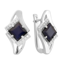 Серебряные серьги CatalogSilver с натуральным сапфиром 4.25ct, фианитами (2162605)