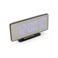 Электронные часы VST-888Y Зеркальный дисплей, с датчиком температуры и влажности, будильник, питание от кабеля USB, Blue