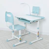 Парта дитяча зі стільчиком, лампою, підставкою для книг, M 4428-12, блакитна.