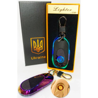 Электрическая зажигалка-брелок Украина с USB-зарядкой и подсветкой HL-468, с гравировкой. Цвет: хамелеон