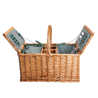 Корзина плетеная для пикника с посудой на 4 персоны 48х33х43 см набор посуды туристический для кемпинга HP-ZQ-3