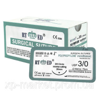 PP (Polypropylene) Полипропилен шовный материал 5/0 USP (EP 1.0) 75 см 3/8 круга 16 мм возвратно-режущая