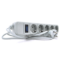 Сетевой удлинитель EUROPOWER EPG530, 220В, 2 КВт,  5 розеток, 3 м, сечение 3х0,5мм, серый, пакет Q50