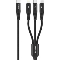 Кабель Proove Hydra 3 in 1 Type-C to Type-C + Micro USB + Lightning 1m Black (CCHY15012101) (Код товару:40021)