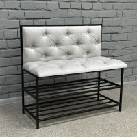 Банкетка для обуви Женева-1 со спинкой 70см велюр светло-серый 6-0-9005