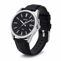 Чоловічий годинник Casio MTP-VD03L-1A Classic з чорним шкіряним ремінцем та мінеральним склом